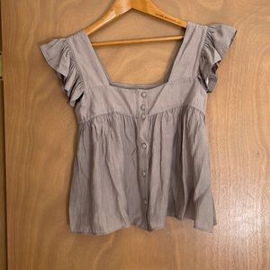 ZARA cropped taupe flowy top